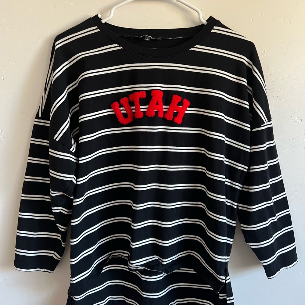 University of Utah (U of U) Black and White Striped Top